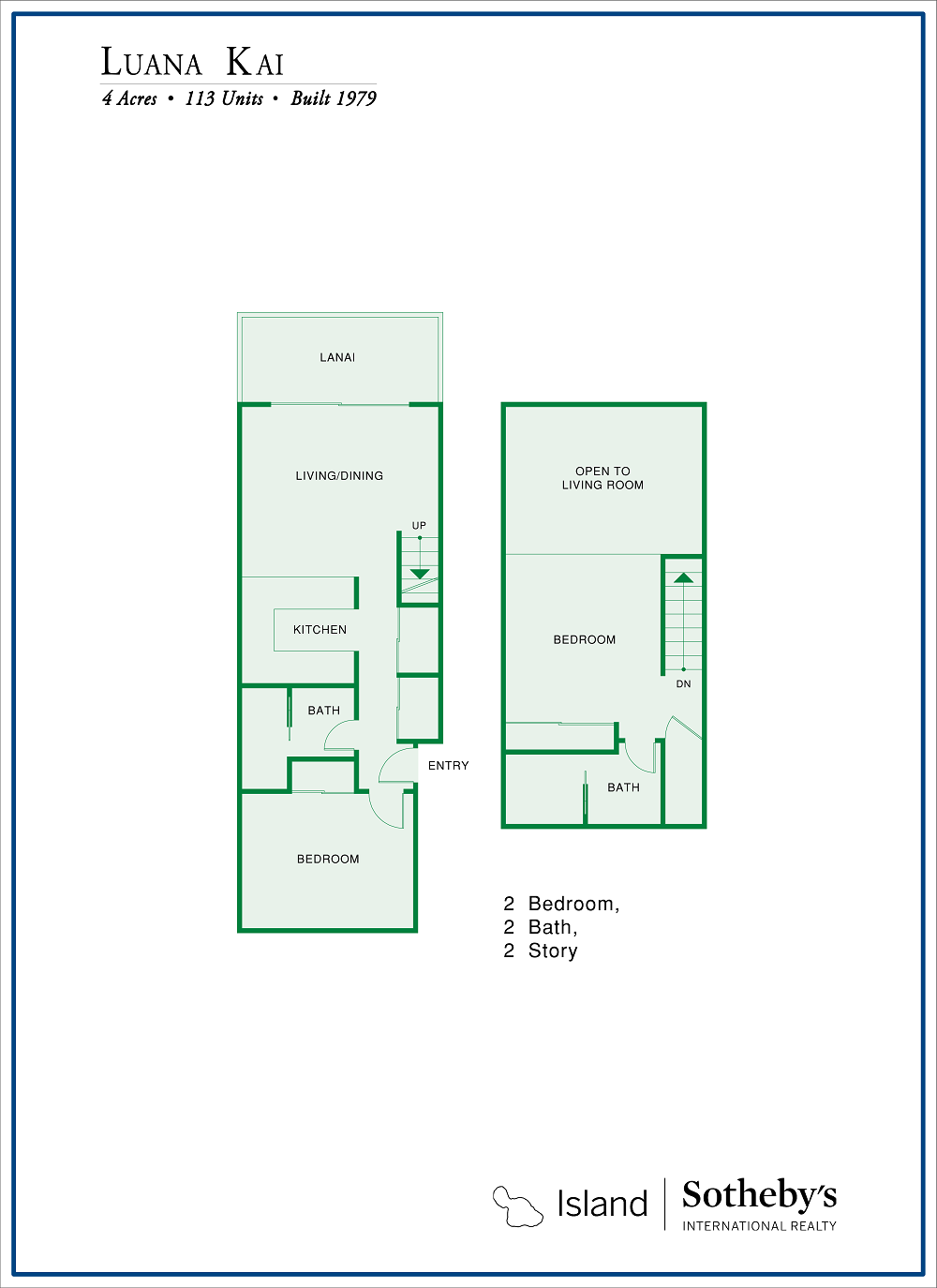 Luana Kai Floor Plan 2 Bedroom with Loft